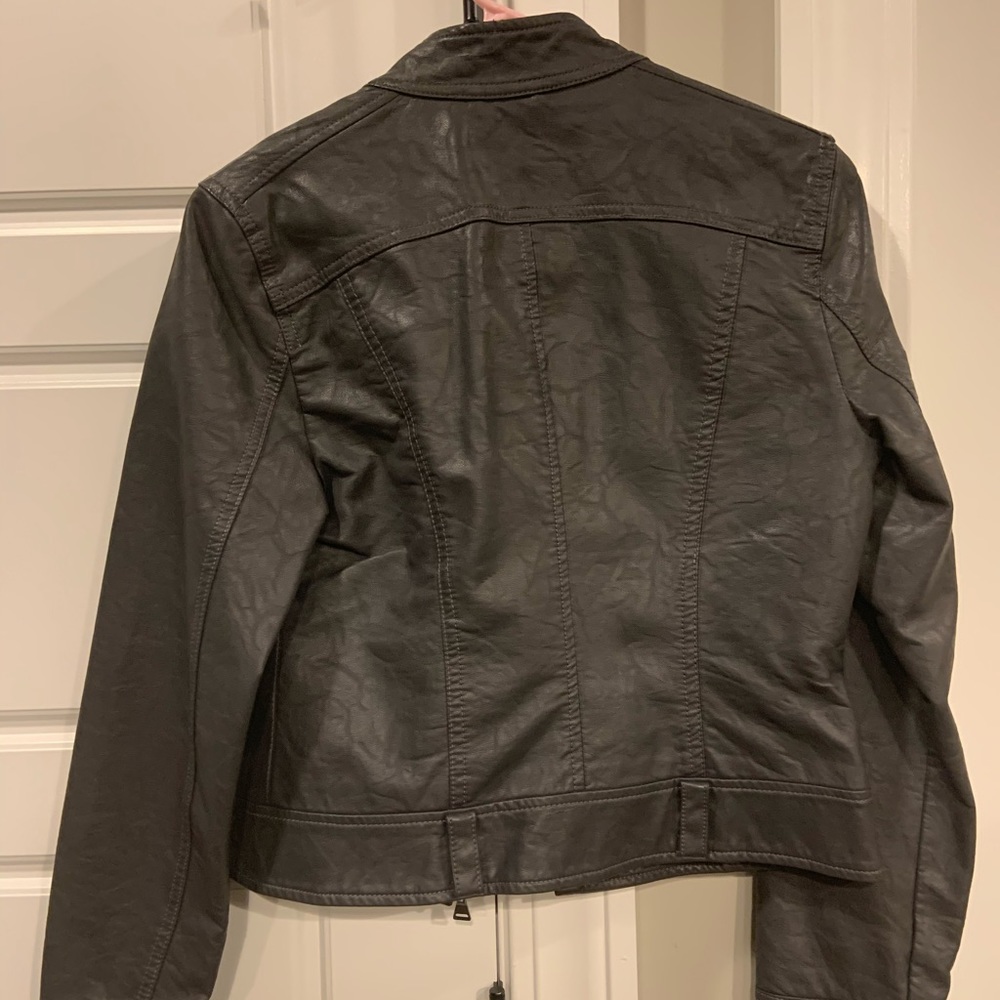 Express Gray Leather Jacket Size Small - image 2